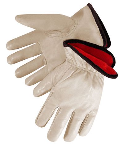 GLOVE LEATHER DRIVERS;RED FLEECE LINED - Leather